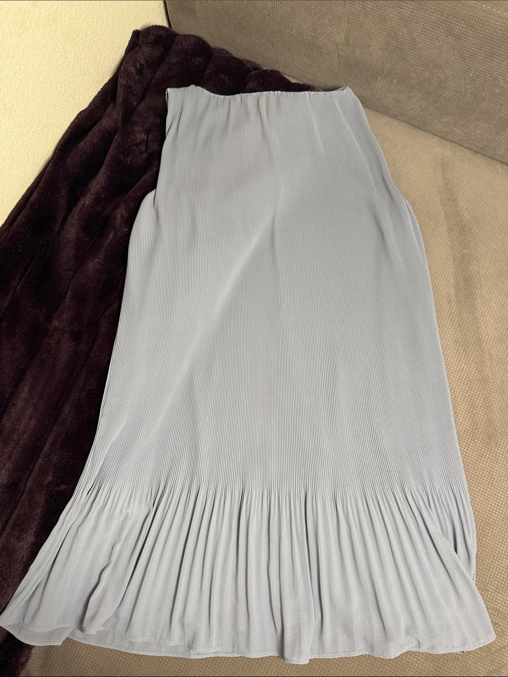 H&M Light Blue Pleated Hem Shift Dress Sleeveless Size M - Picture 6 of 10
